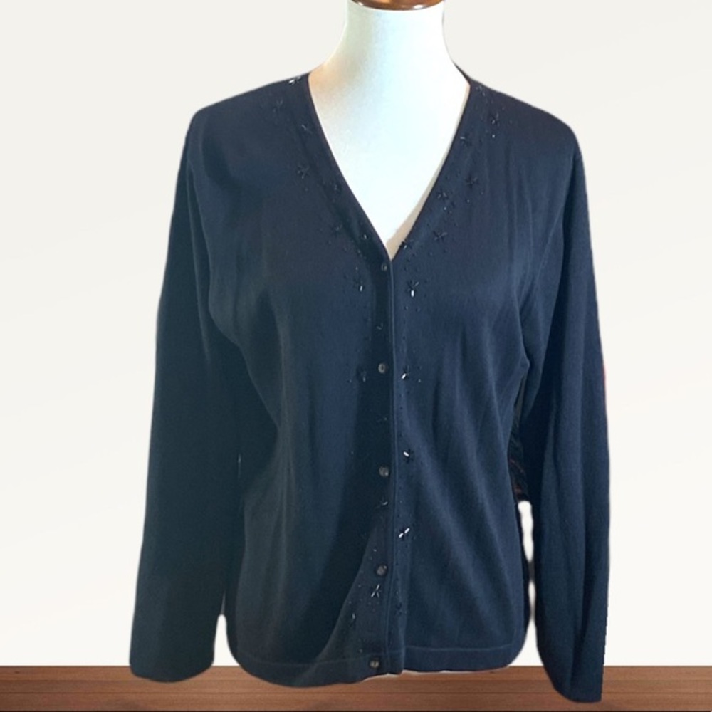 STYLE & Co  long sleeve Button down within sequins accents cardigan  Sz M